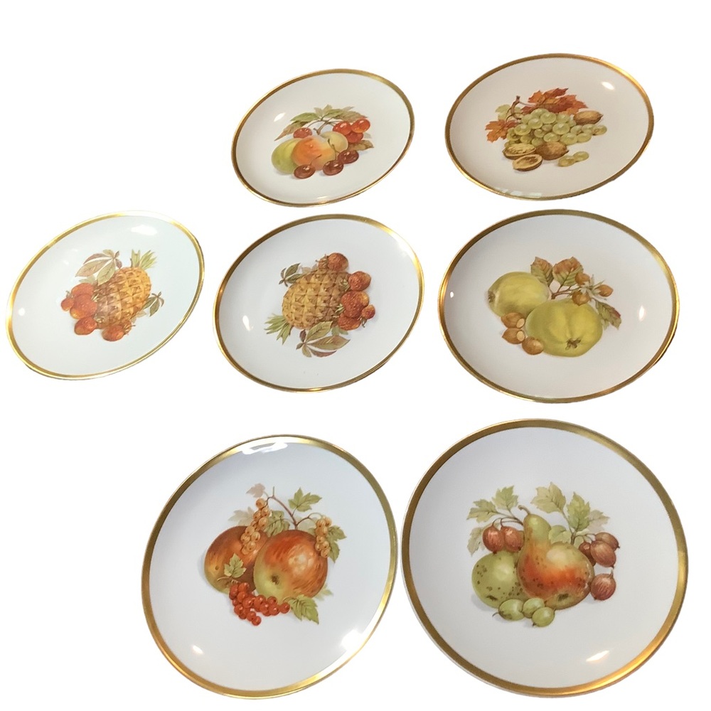 E & R Golden Crown Harvest Pear Dessert Salad Plates Jaeger & Co Bavaria Germany